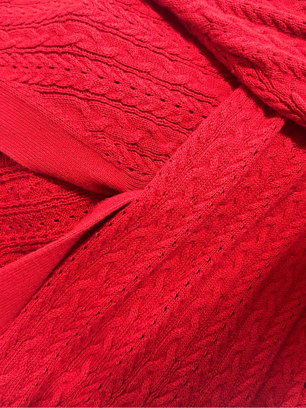Talbots Red Cable-Knit Button Cardigan - Picture 3 of 5